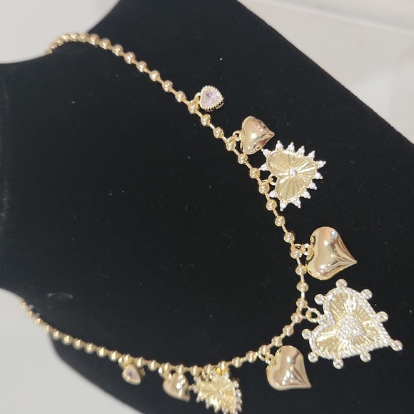 💛🔹️Gemelli 🔹️golden tone Rhinestone Heart charm Necklace 💛 - Picture 5 of 5